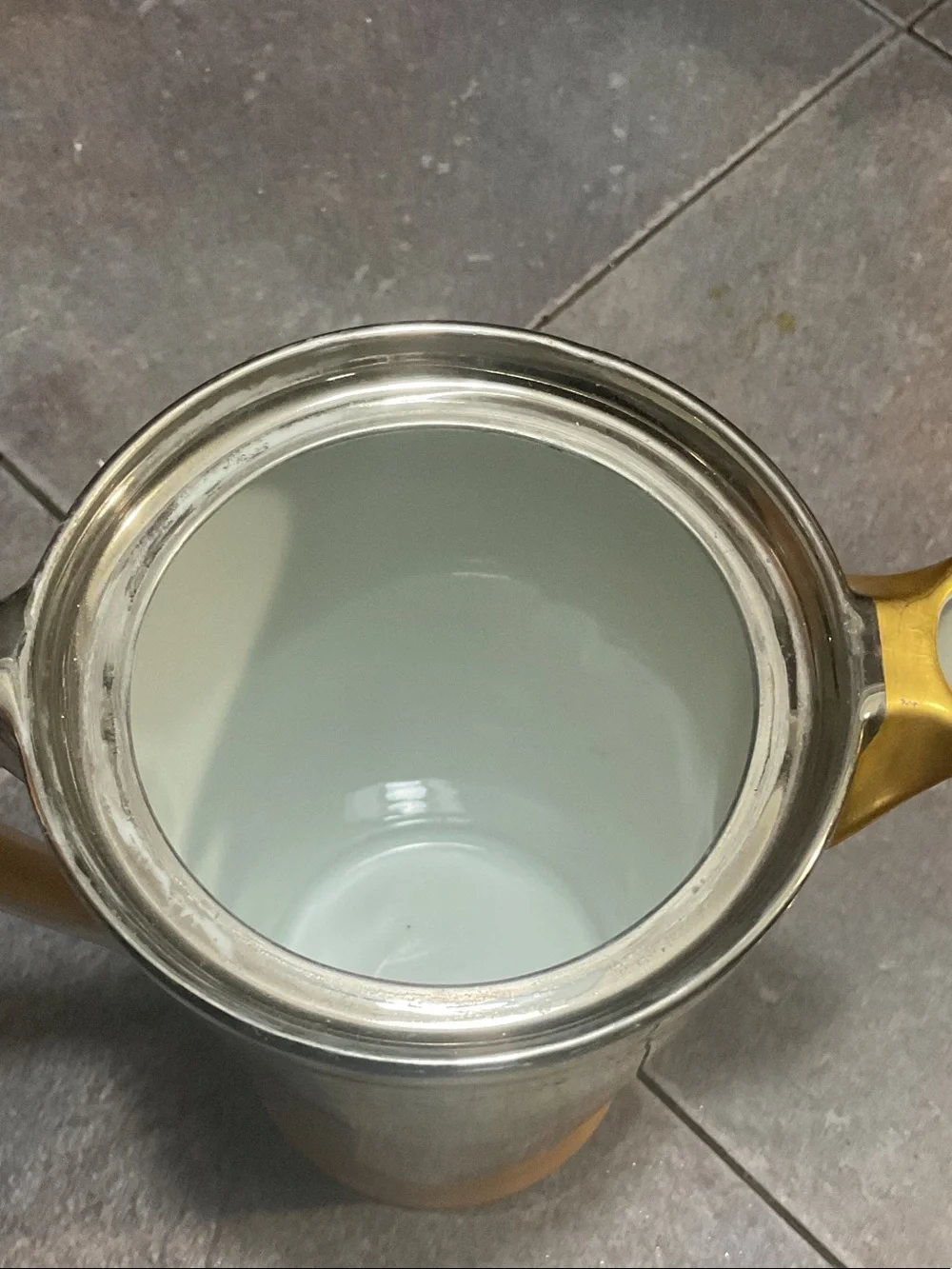 Yellow Ceramic Coffee/Tea Pot with Metallic Trim